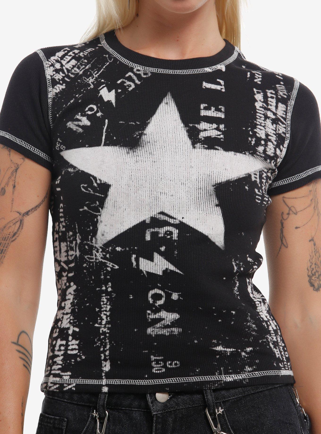 Star Ribbed Girls T-Shirt, , hi-res