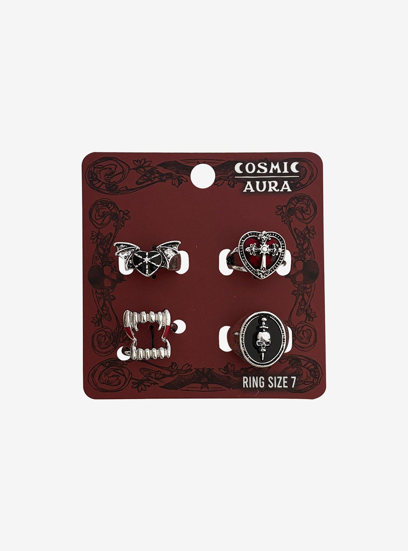 Cosmic Aura Gothic Vampire Ring Set, , hi-res
