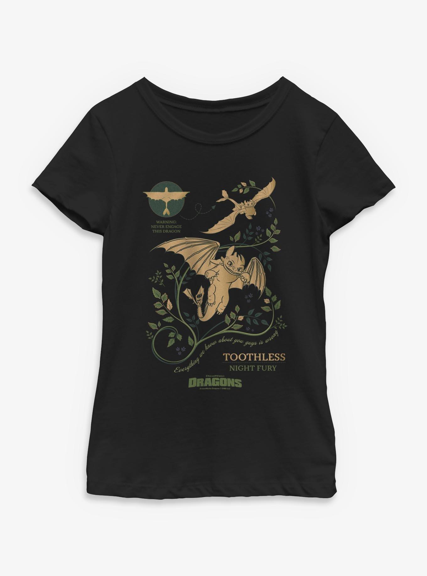How To Train Your Dragon Toothless Warning Youth Girls T-Shirt, , hi-res