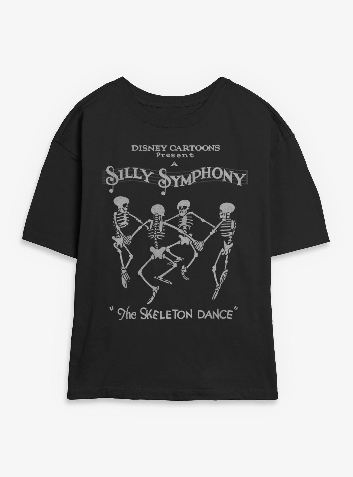 Disney Silly Symphony Skeleton Dance Womens Skimmer T-Shirt, BLACK, hi-res