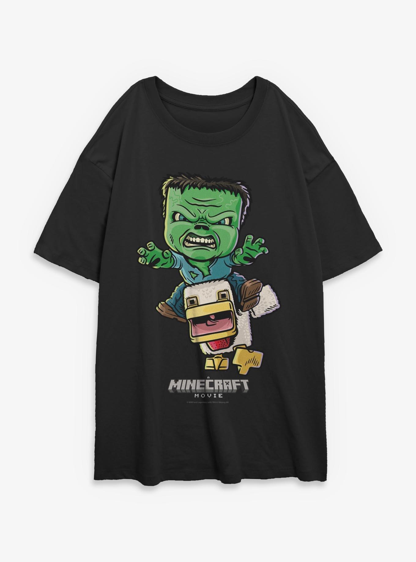 A Minecraft Movie Chicken Jockey Womens Oversized T-Shirt, , hi-res