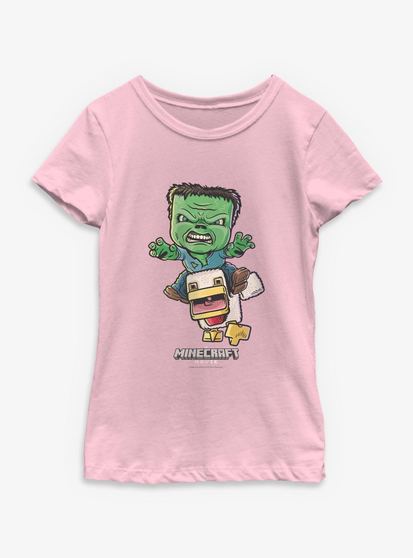 A Minecraft Movie Chicken Jockey Youth Girls T-Shirt, , hi-res