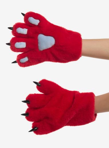 Red & Blue Fuzzy Dragon Gloves | Hot Topic