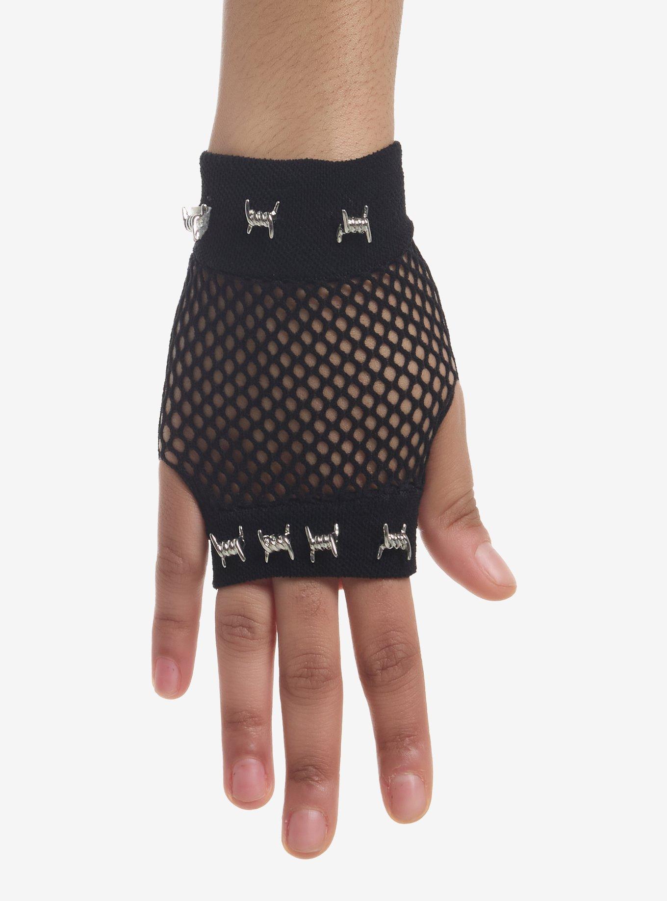Barbed Wire Fishnet Fingerless Gloves, , hi-res