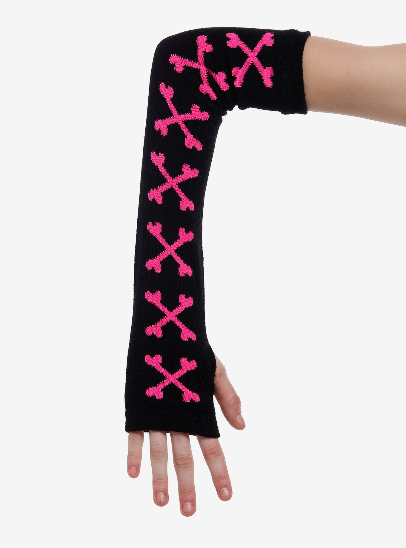 Pink Crossbones Arm Warmers, , hi-res
