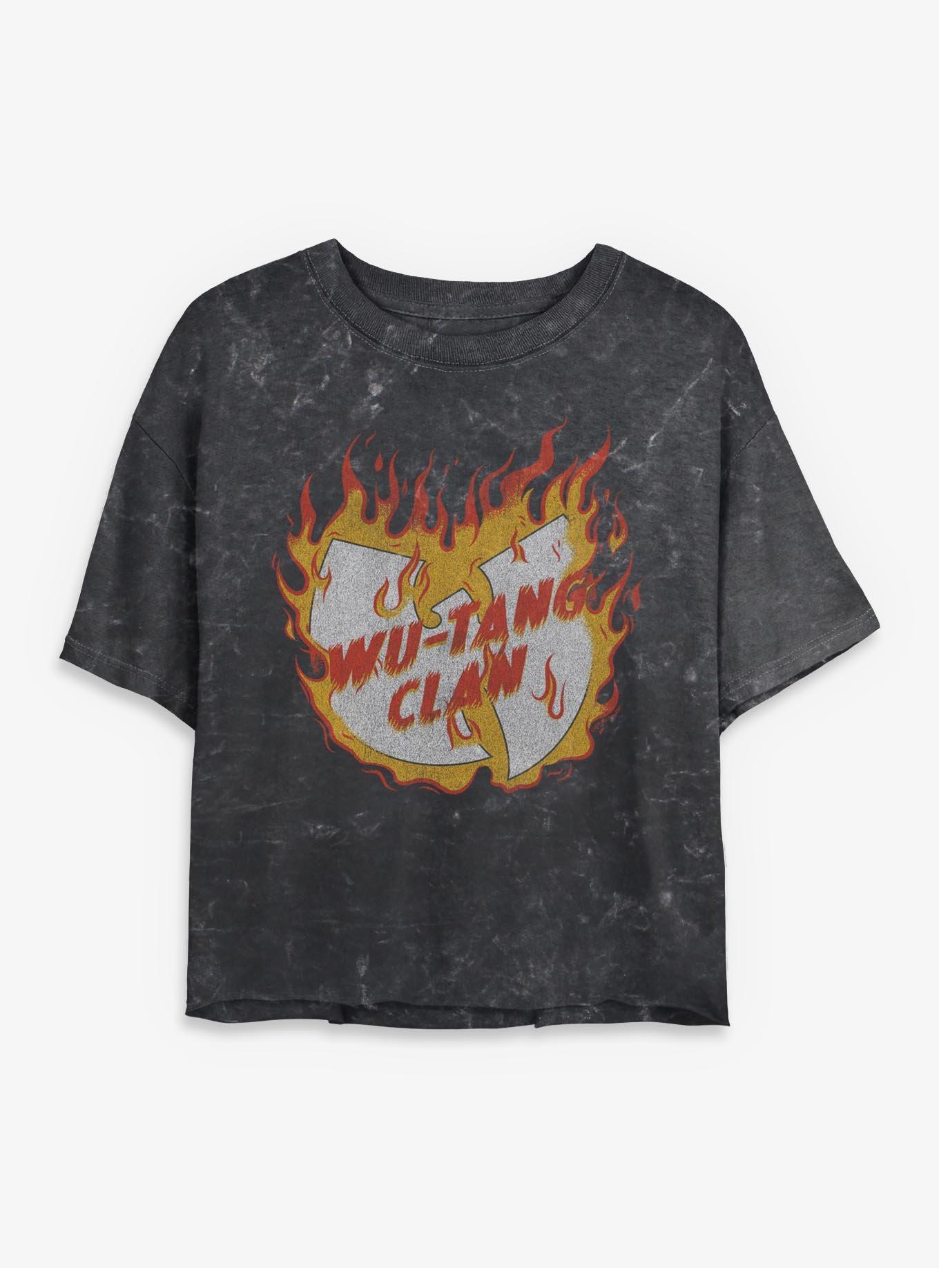 Wu-Tang Clan Fire Logo Girls Mineral Wash Crop T-Shirt, , hi-res
