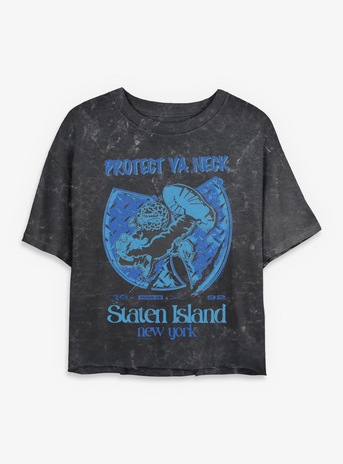 Wu-Tang Clan Protect Ya Neck Staten Island New York Girls Mineral Wash Crop T-Shirt, , hi-res