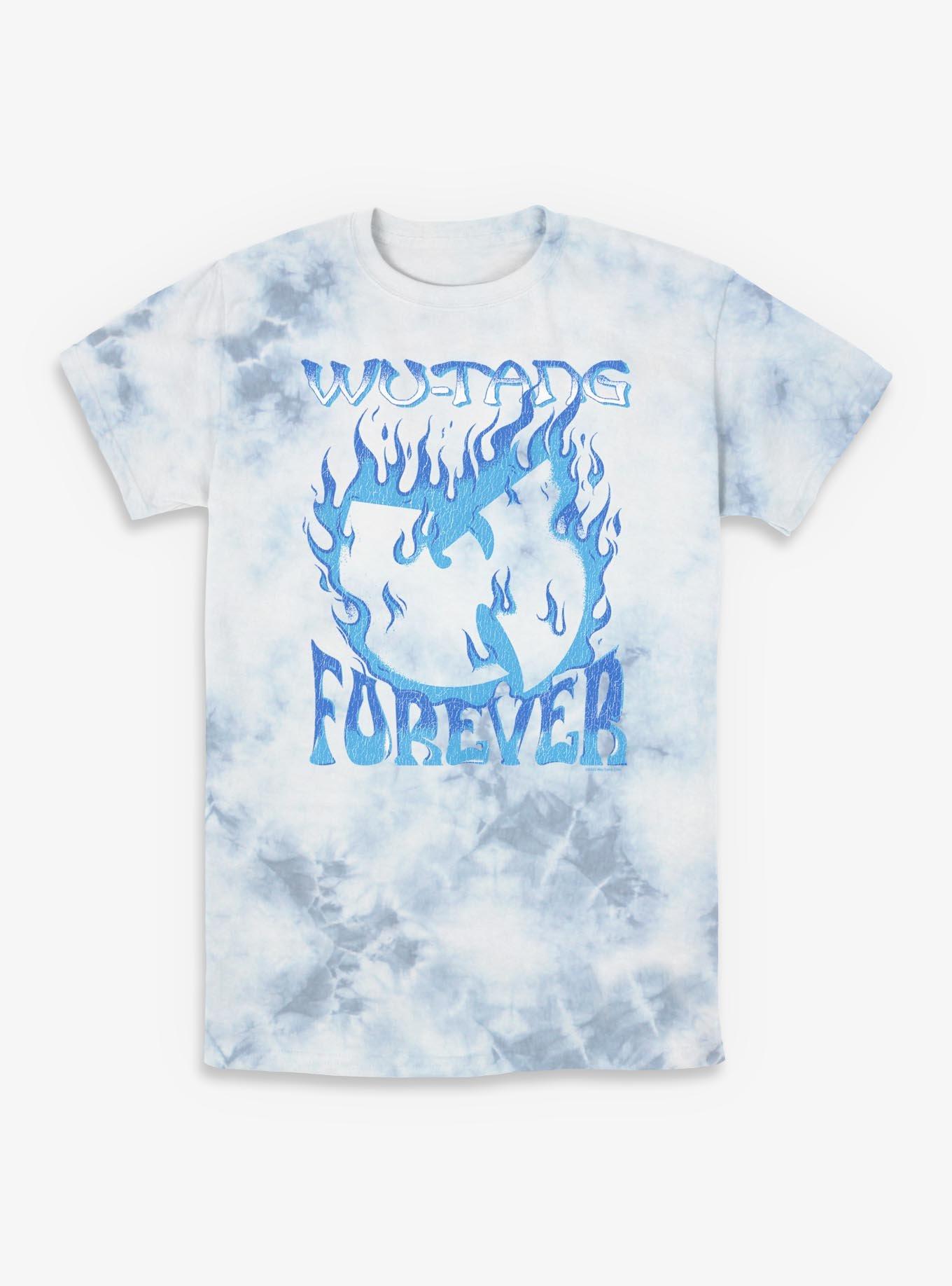 NULL Wu-Tang Clan Blue Flame Logo Tie-Dye T-Shirt