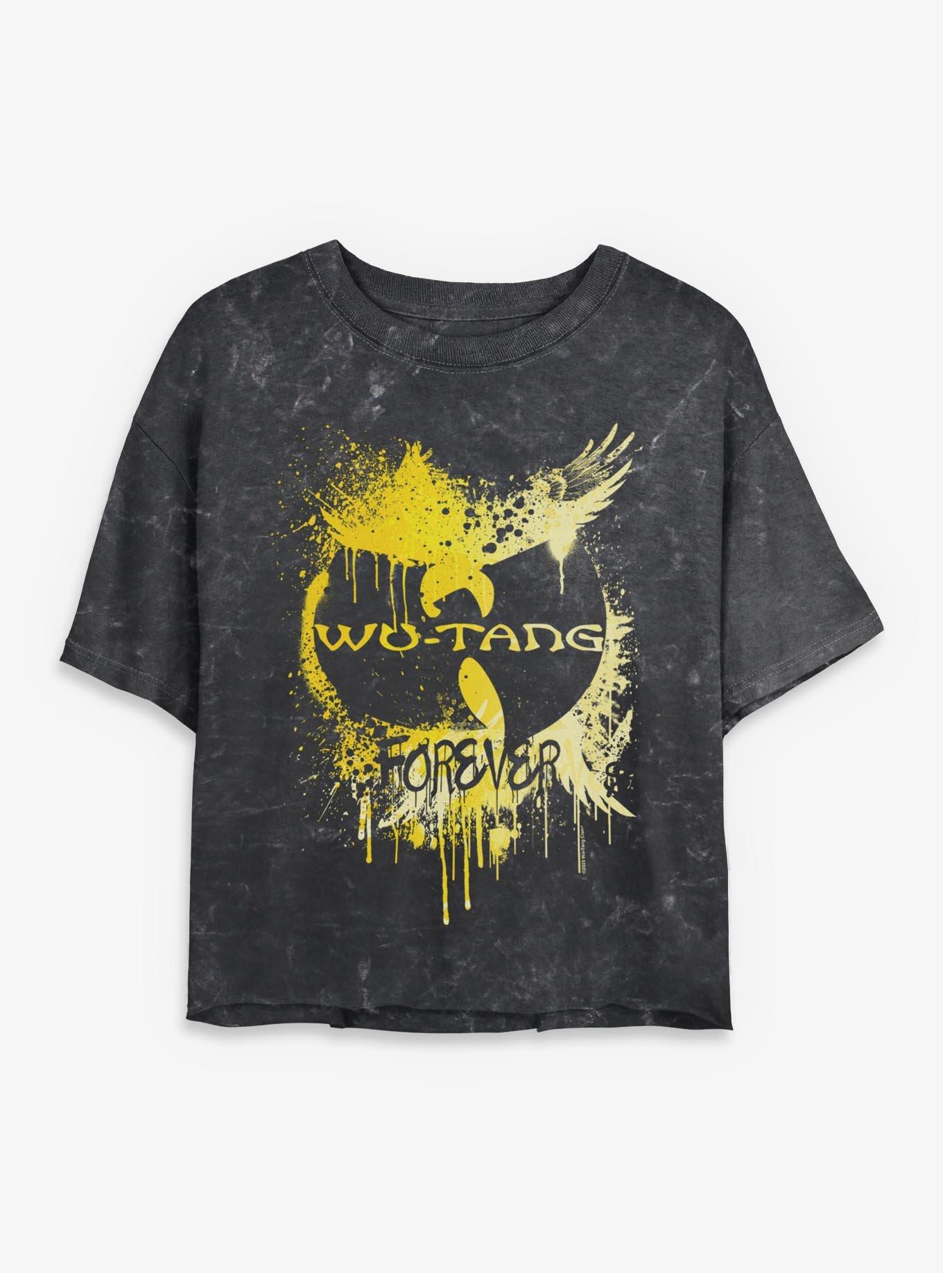 Wu-Tang Clan Paint Splash Girls Mineral Wash Crop T-Shirt, , hi-res