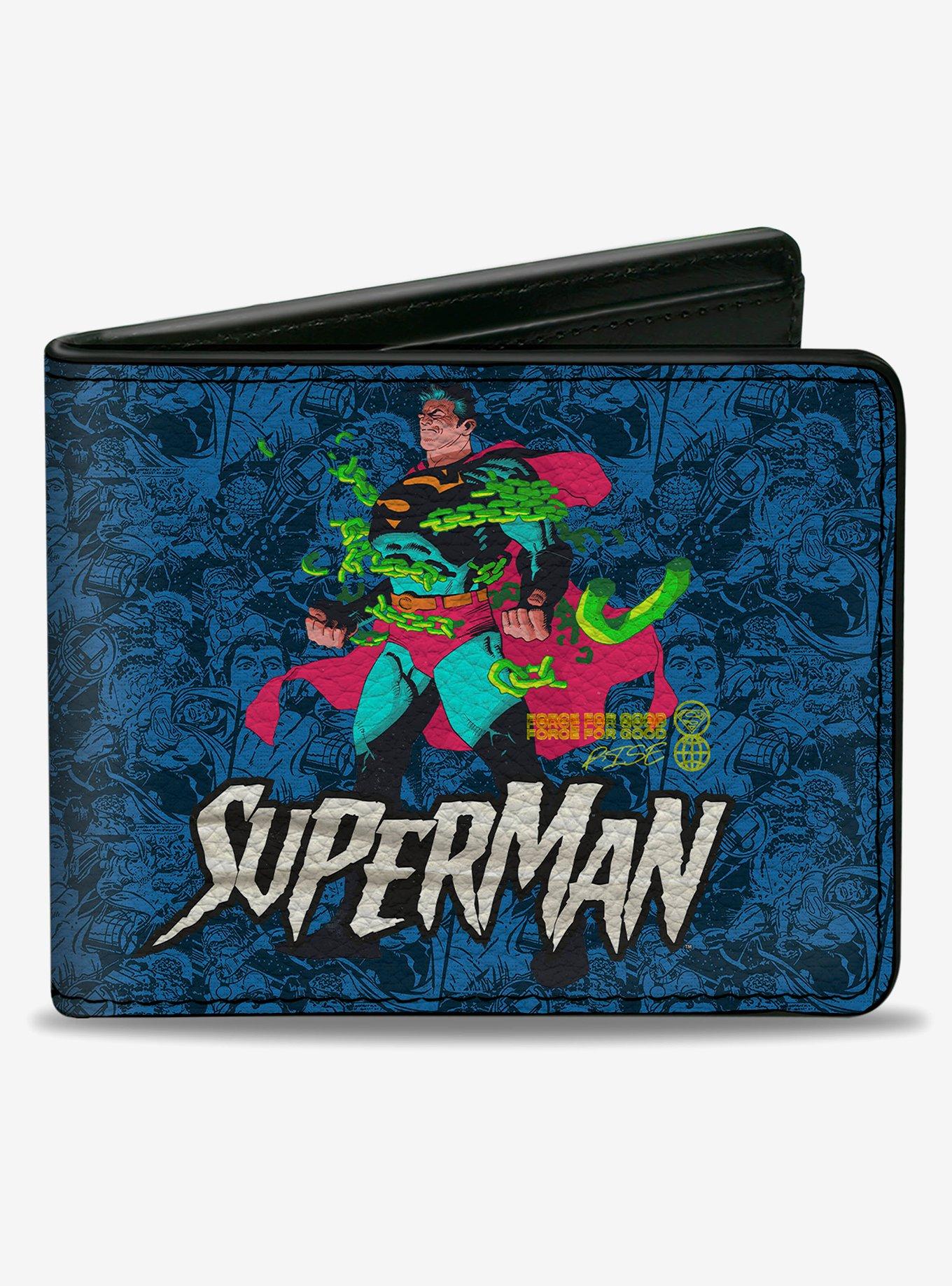 DC Comics Superman Breaking Chains and Action Poses Stacked Bifold Wallet, , hi-res