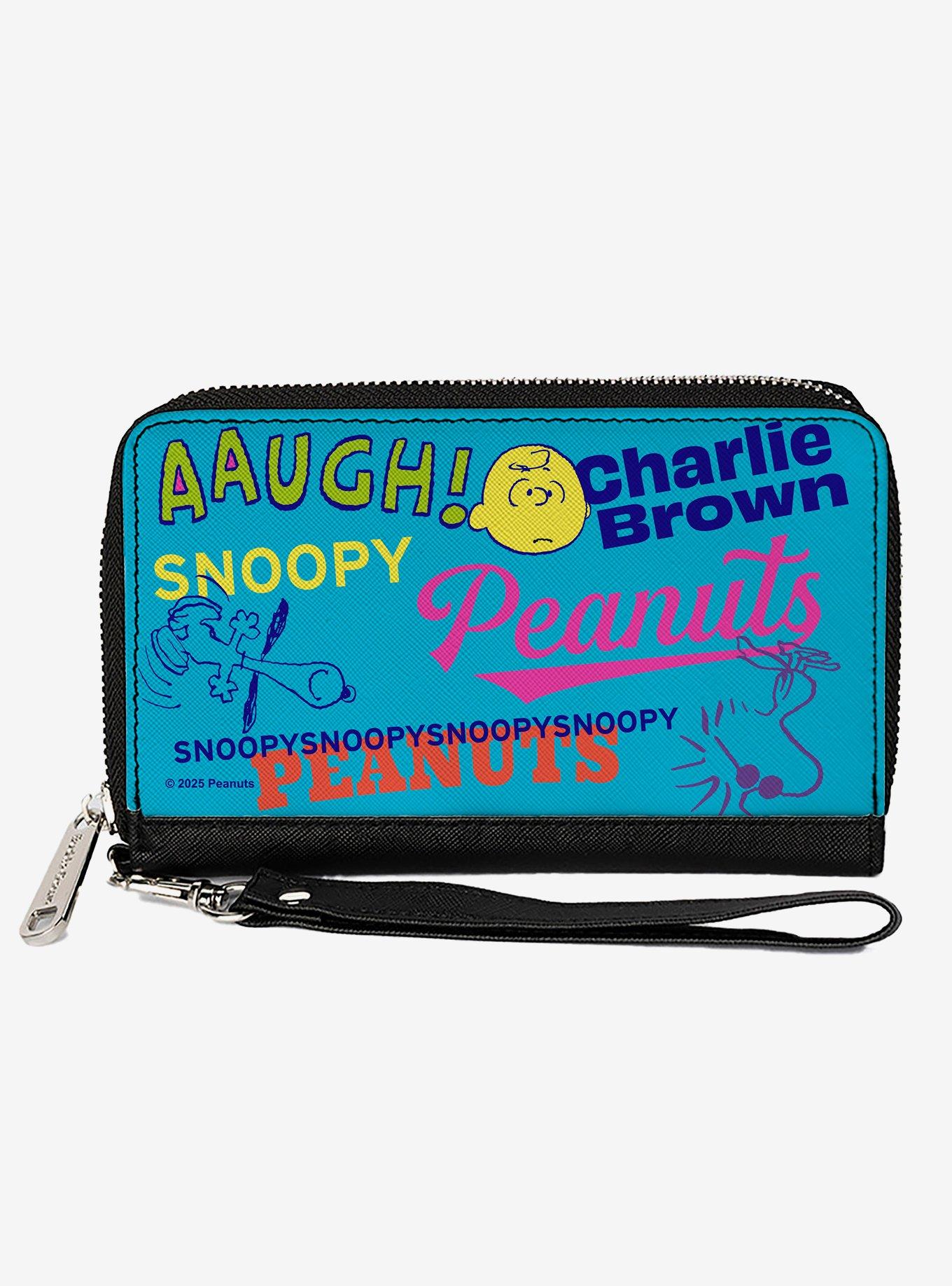 Peanuts Charlie Brown Snoopy and Woodstock Typography Zip Around Wallet, , hi-res