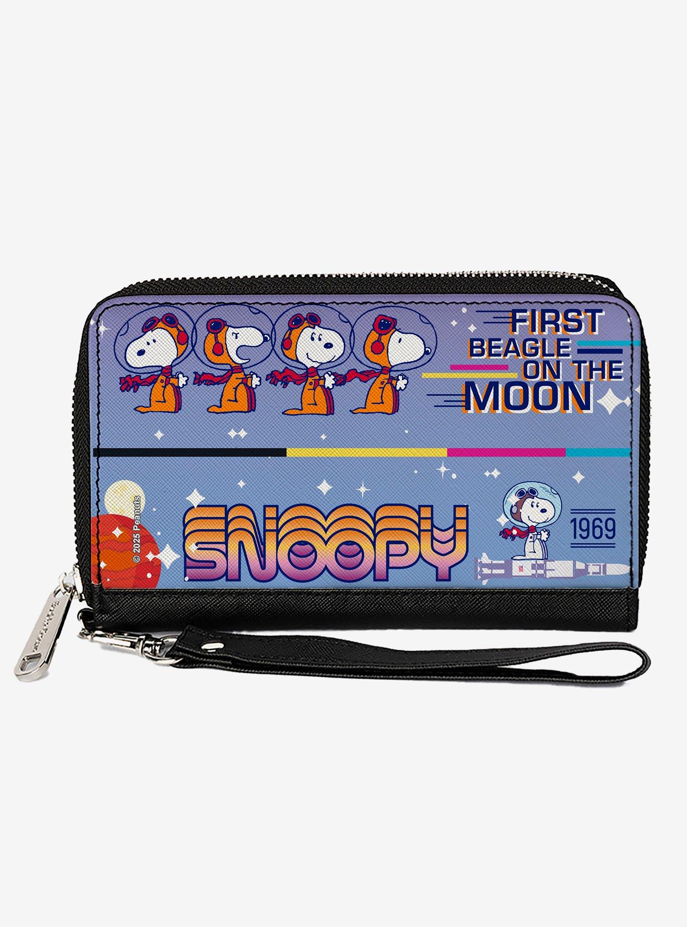 Peanuts Snoopy First Beagle On The Moon Poses Multi Zip Around Wallet, , hi-res