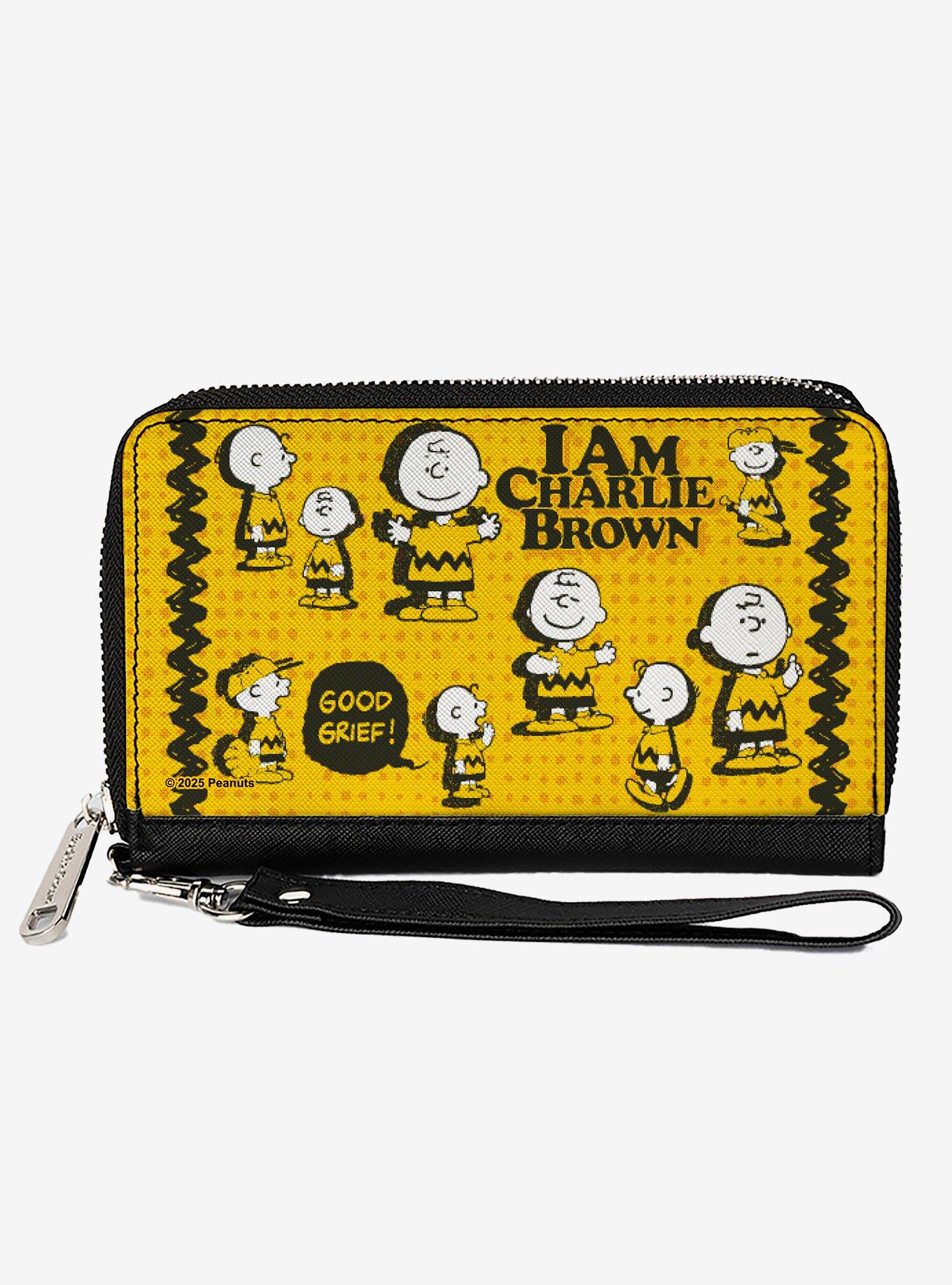 Peanuts I Am Charlie Brown Poses and Zig Zag Stripe Zip Around Wallet, , hi-res
