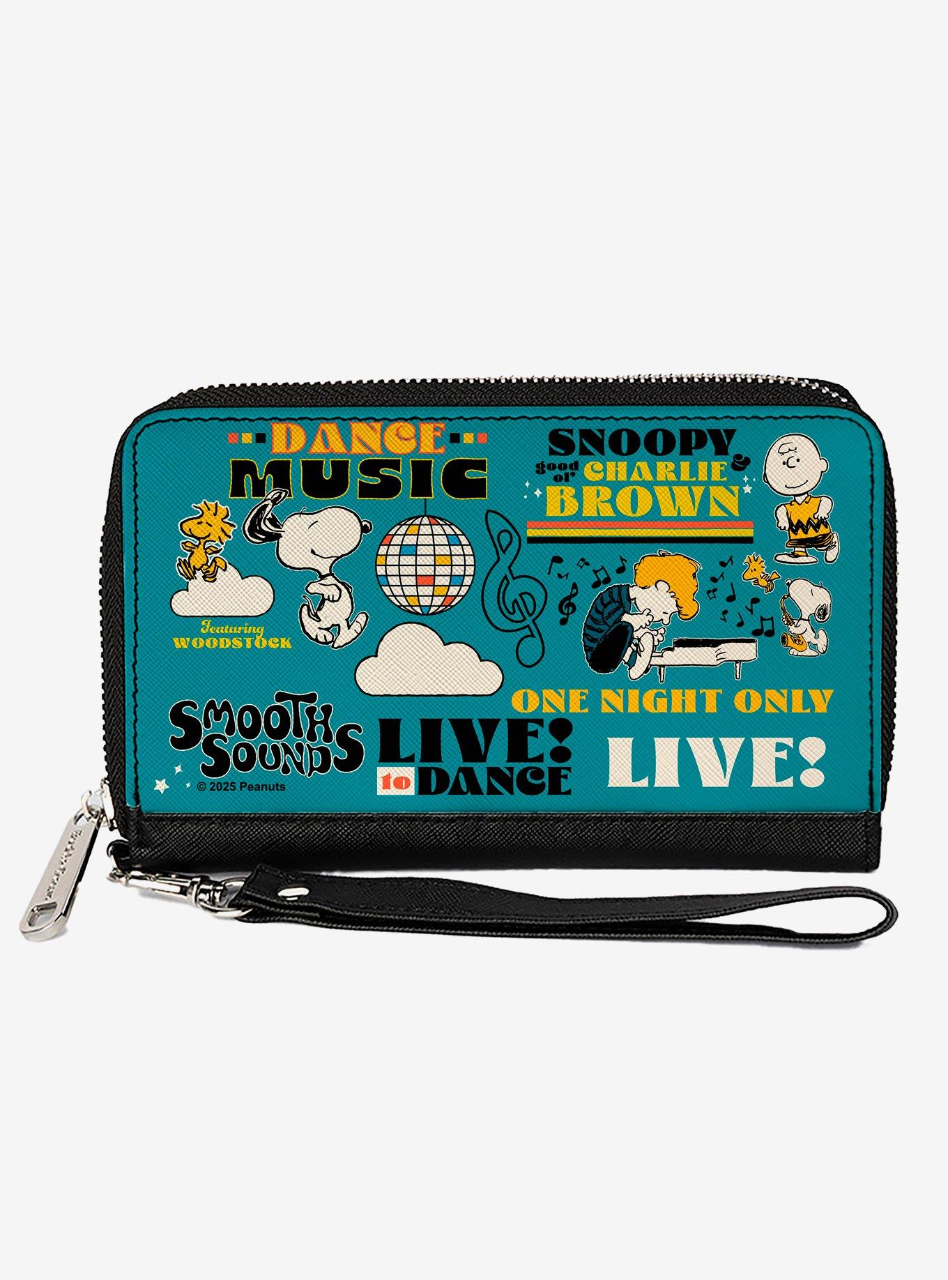 Peanuts Gang Dance Music Poses and Quotes Multi Zip Around Wallet, , hi-res