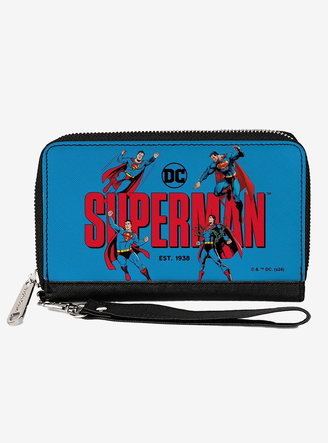 DC Comics Superman Est 1938 Action Poses and Text Zip Around Wallet, , hi-res