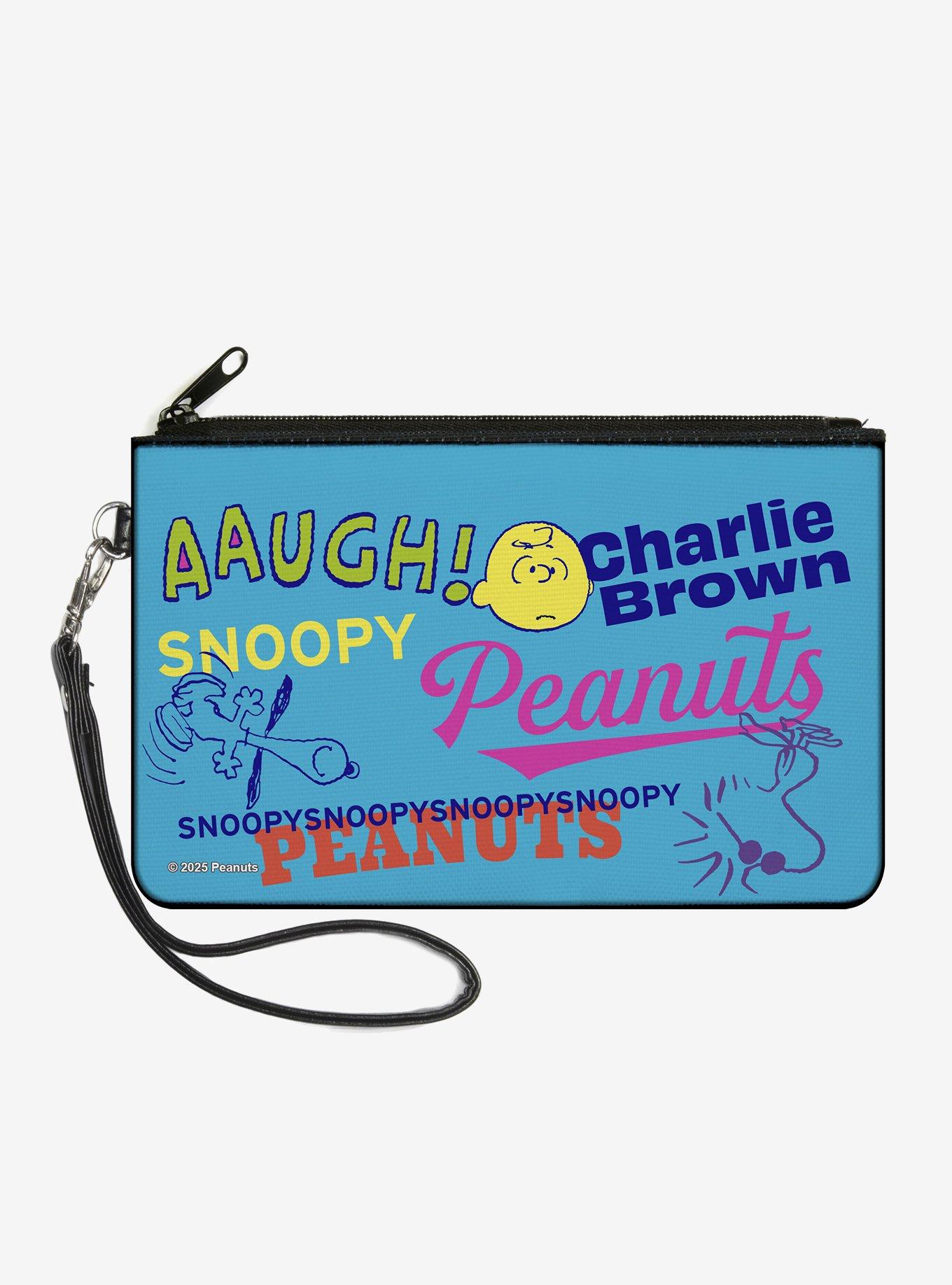 Peanuts Charlie Brown Snoopy and Woodstock Typography Zip Clutch Wallet, , hi-res