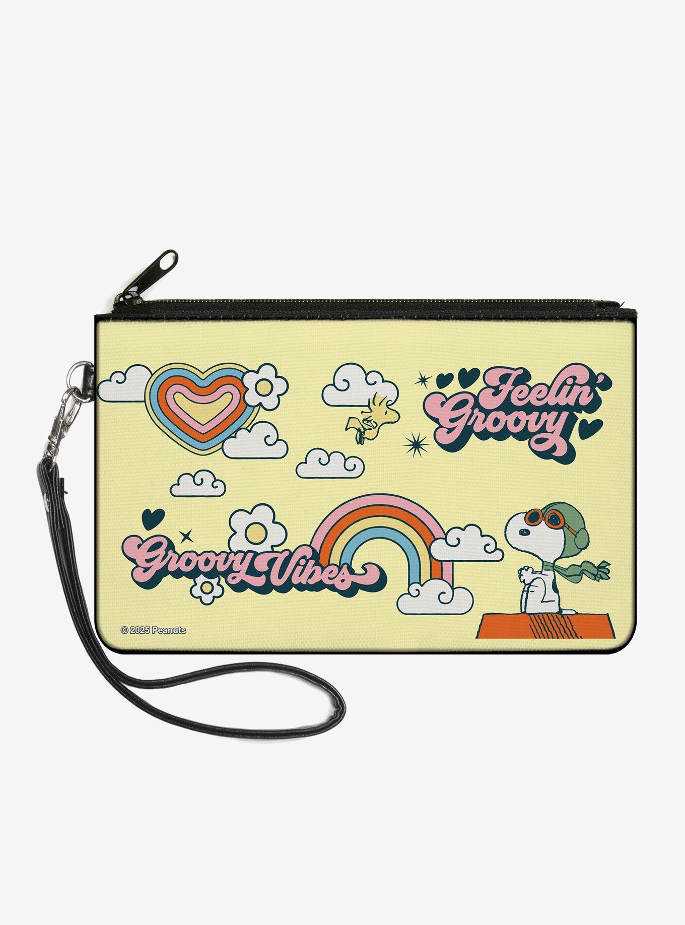 Peanuts Snoopy Flying Ace and Woodstock Groovy Quotes Zip Clutch Wallet, , hi-res