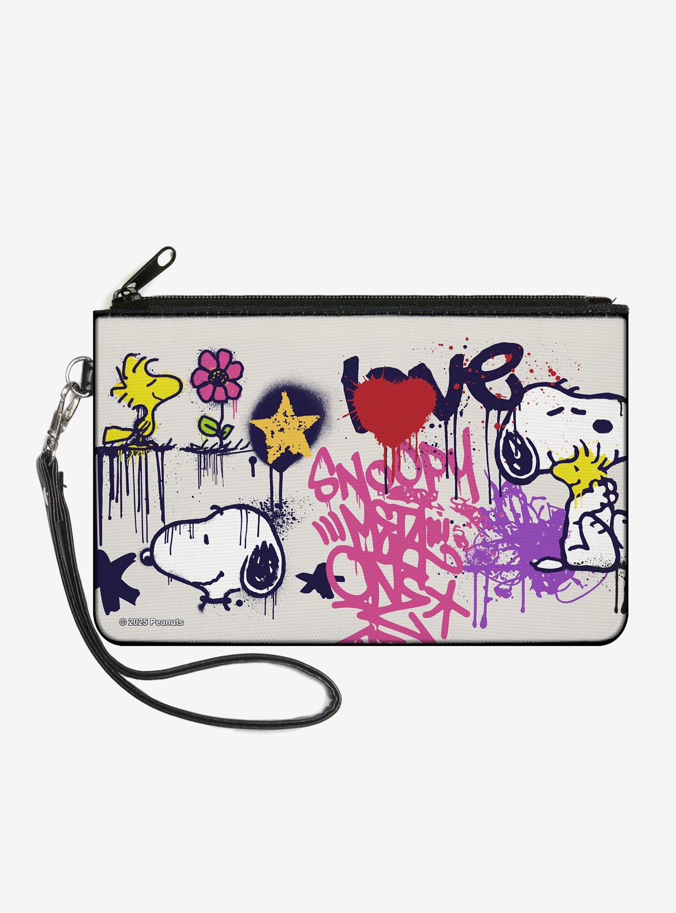 Peanuts Snoopy and Woodstock Graffiti Multi Zip Clutch Wallet, , hi-res