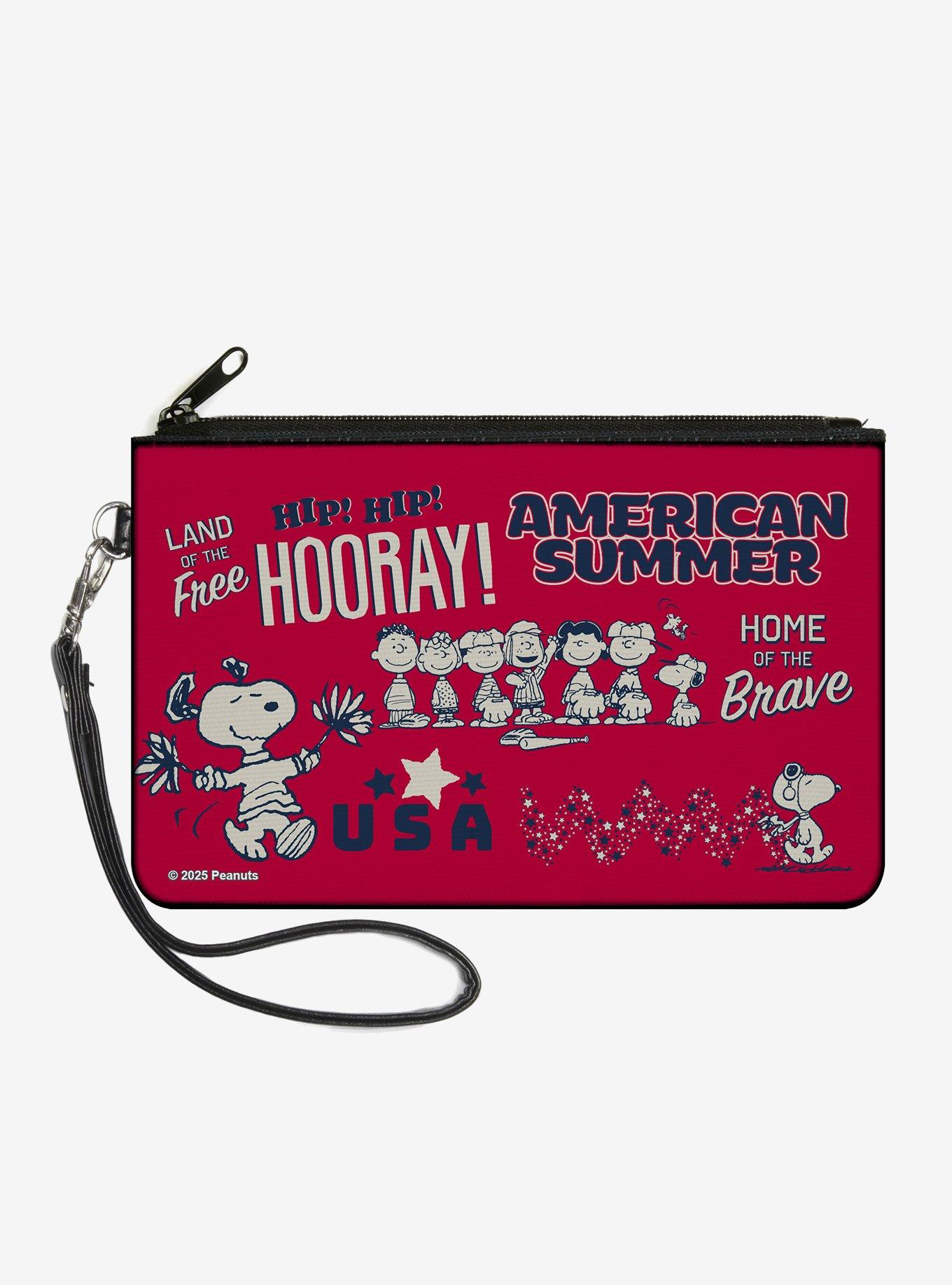 Peanuts Gang American Summer Poses Zip Clutch Wallet, , hi-res