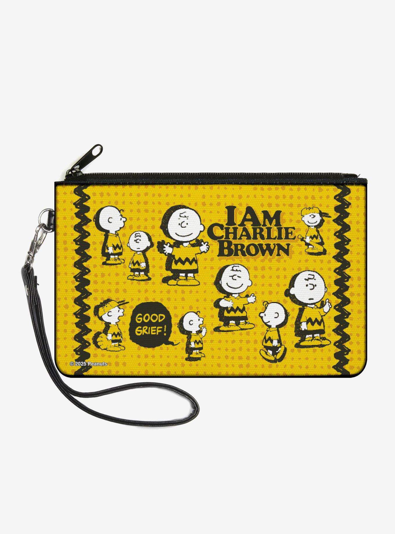 Peanuts I Am Charlie Brown Poses and Zig Zag Stripe Zip Clutch Wallet, , hi-res