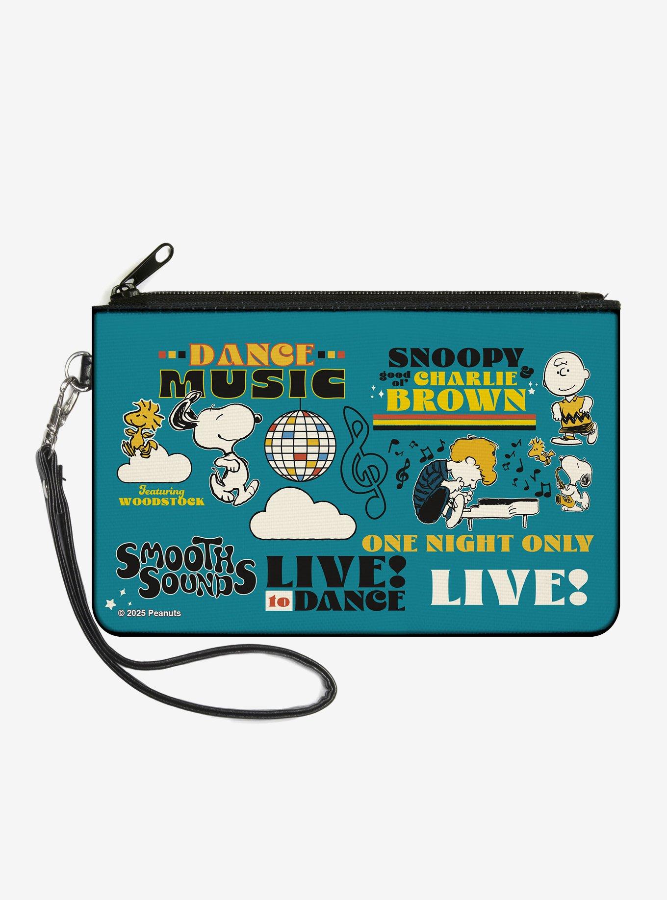 Peanuts Gang Dance Music Poses and Quotes Multi Zip Clutch Wallet, , hi-res
