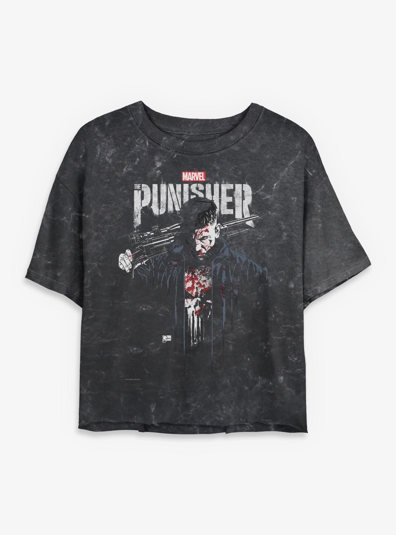 Marvel Punisher Downfall Womens Mineral Wash Crop T-Shirt, , hi-res