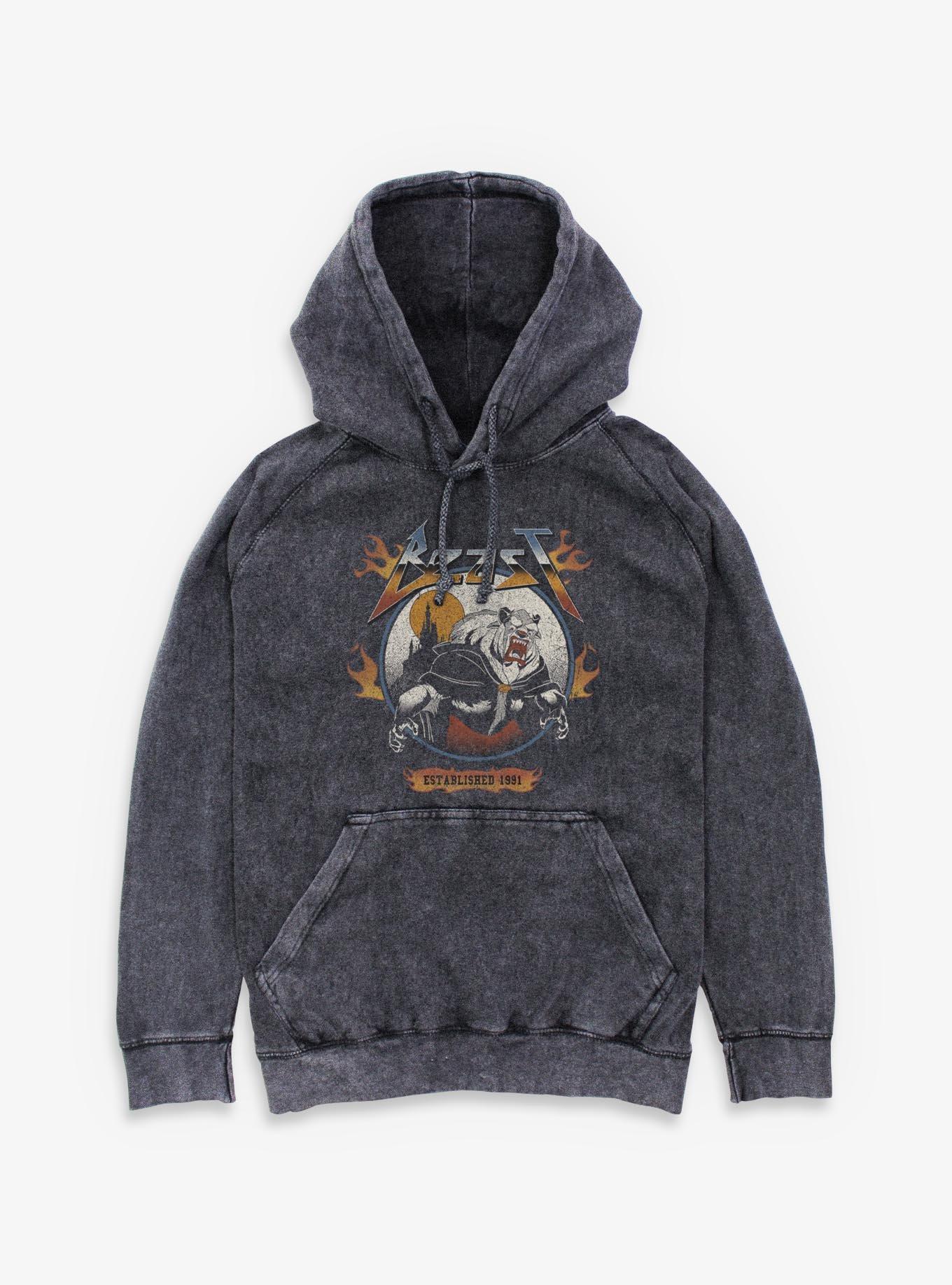 Disney Beauty and the Beast Beast Flame Mineral Wash Hoodie, , hi-res