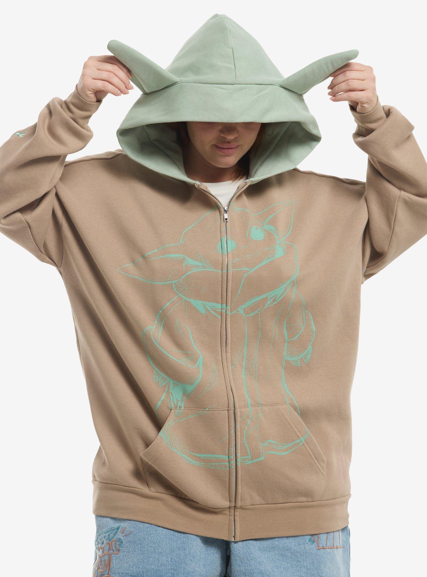 Her Universe Star Wars The Mandalorian And Grogu Line Art Grogu Hoodie Plus Size, , hi-res