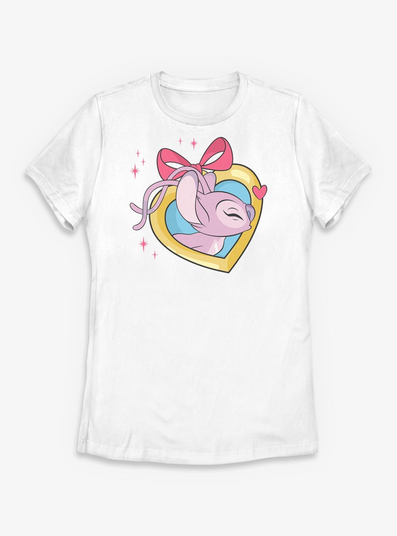 Disney Lilo & Stitch Angel Kiss Heart Locket Womens T-Shirt, , hi-res