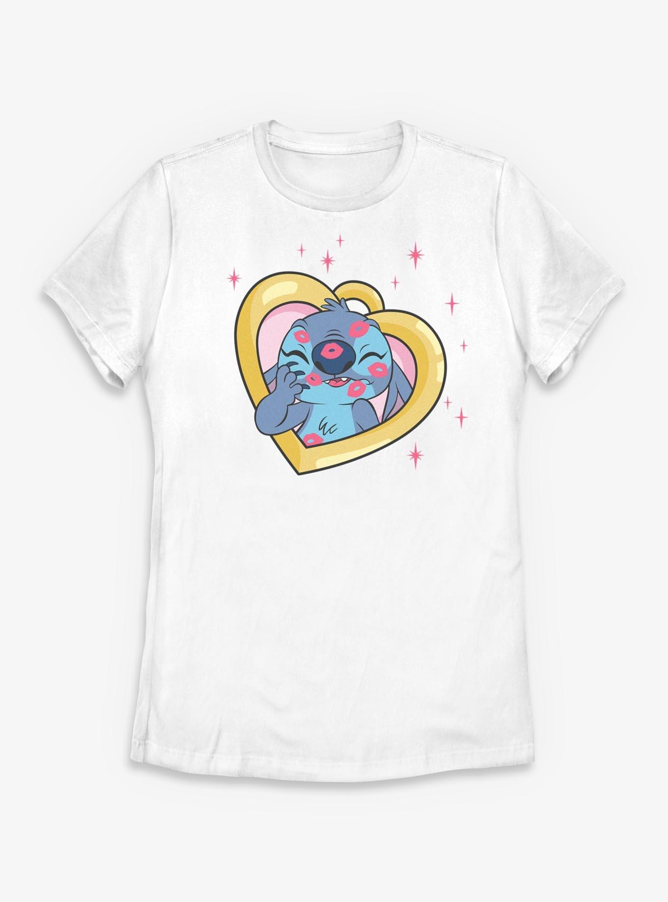 Disney Lilo & Stitch Kisses Heart Locket Womens T-Shirt, , hi-res