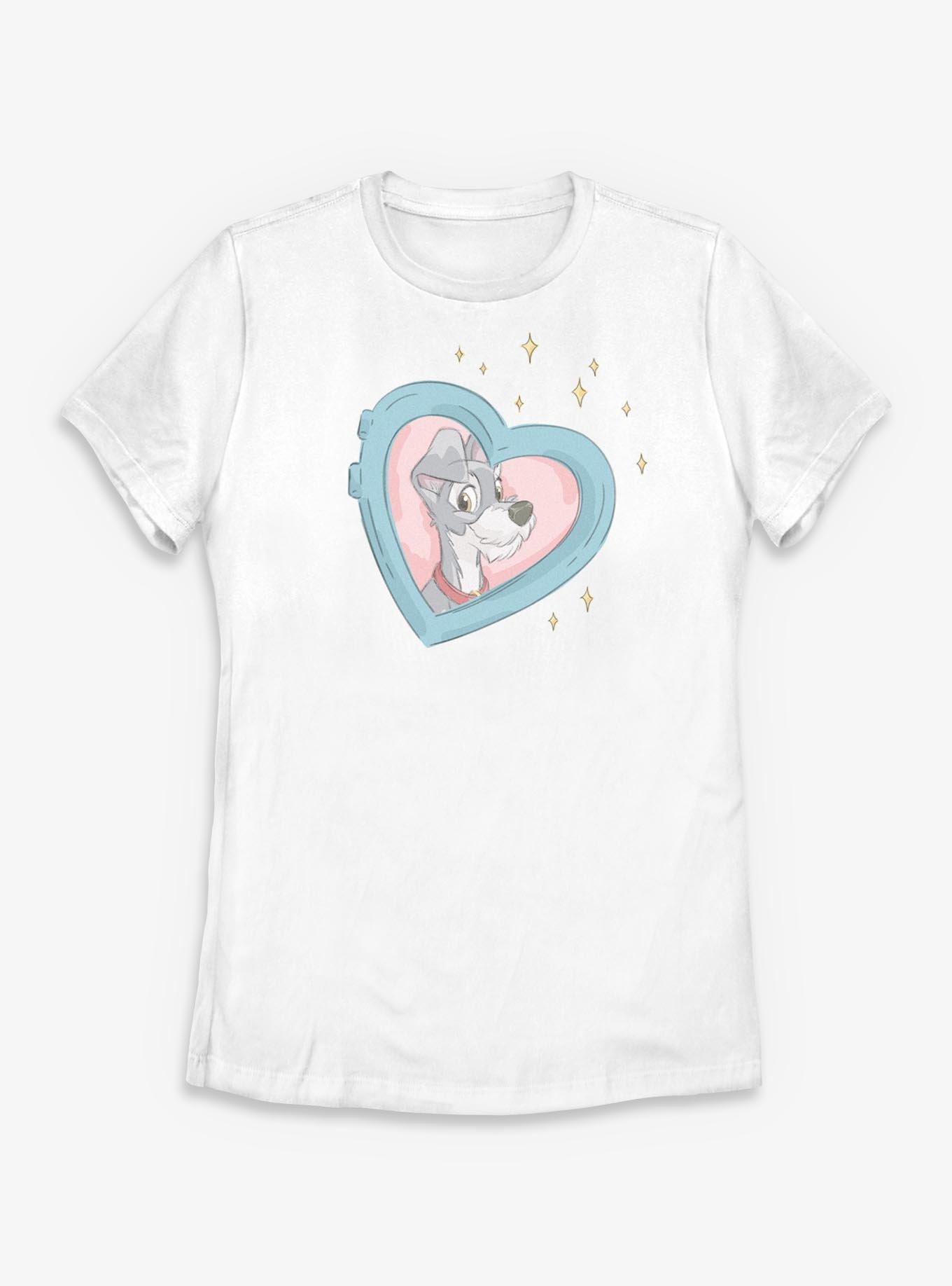 Disney Lady and the Tramp Heart Womens T-Shirt, WHITE, hi-res