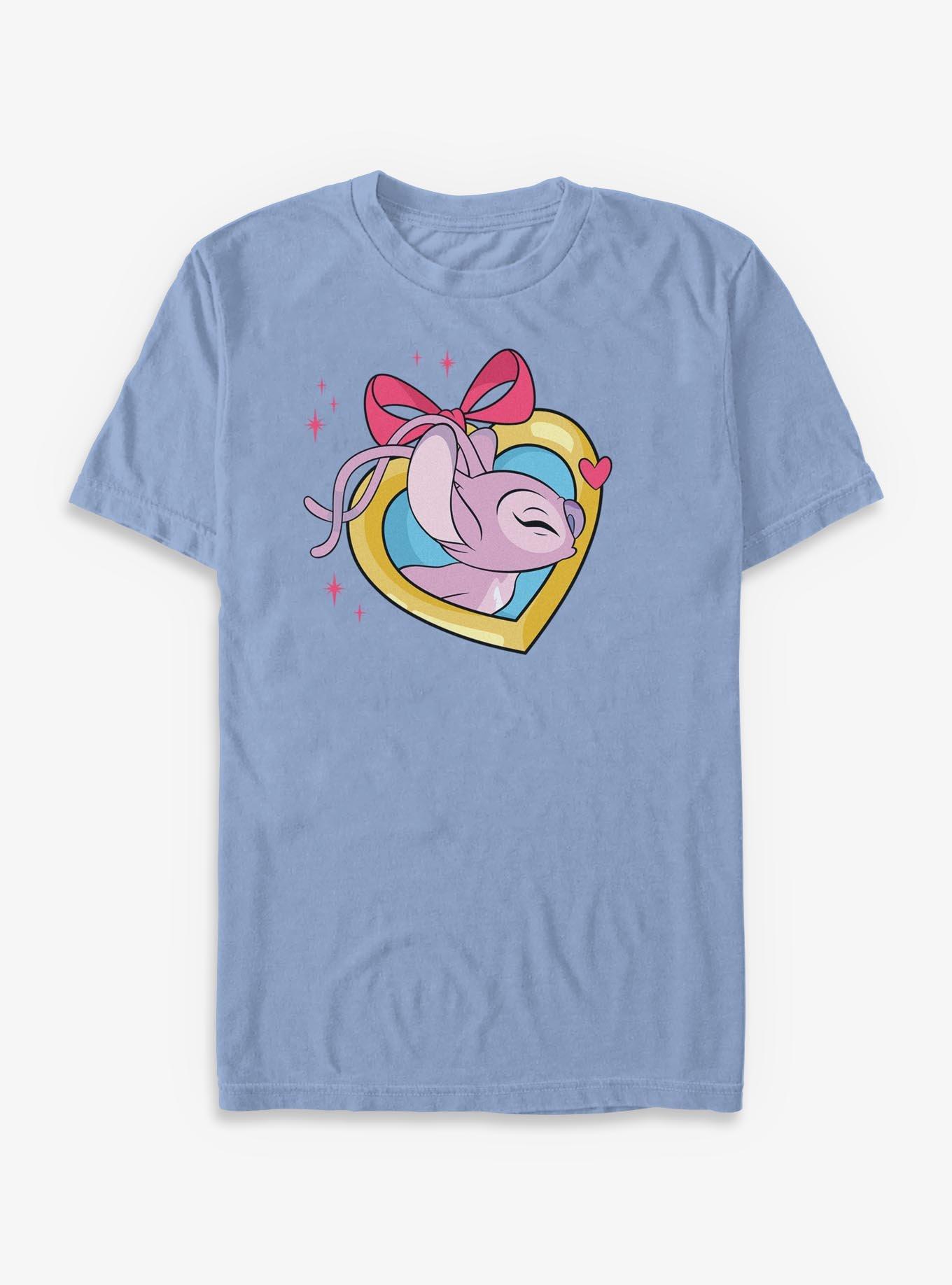 Disney Lilo & Stitch Angel Kiss Heart Locket Garment Dye T-Shirt, , hi-res