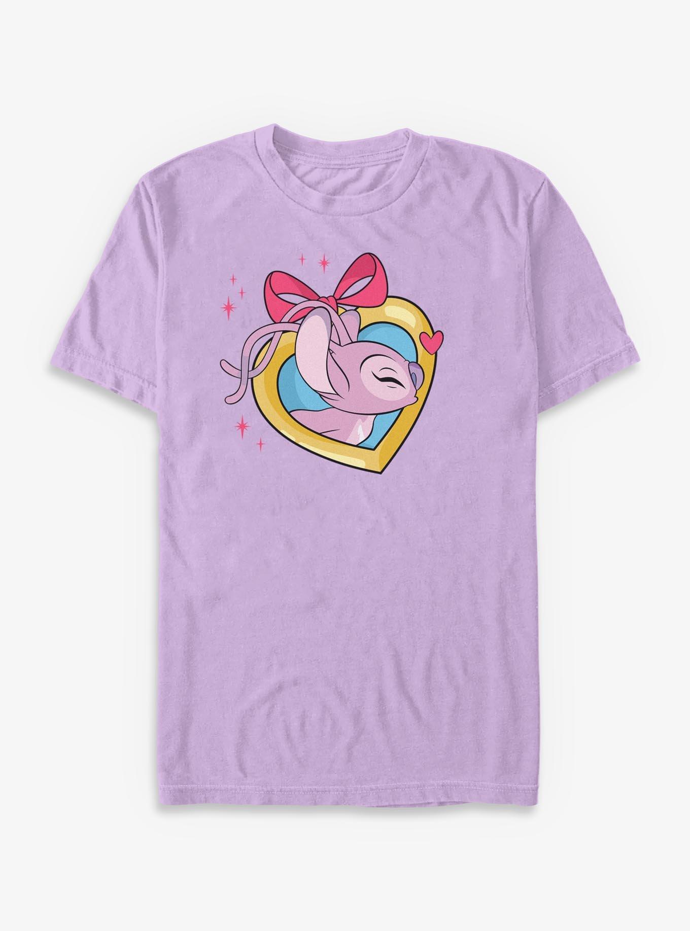 Disney Lilo & Stitch Angel Kiss Heart Locket Garment Dye T-Shirt, , hi-res