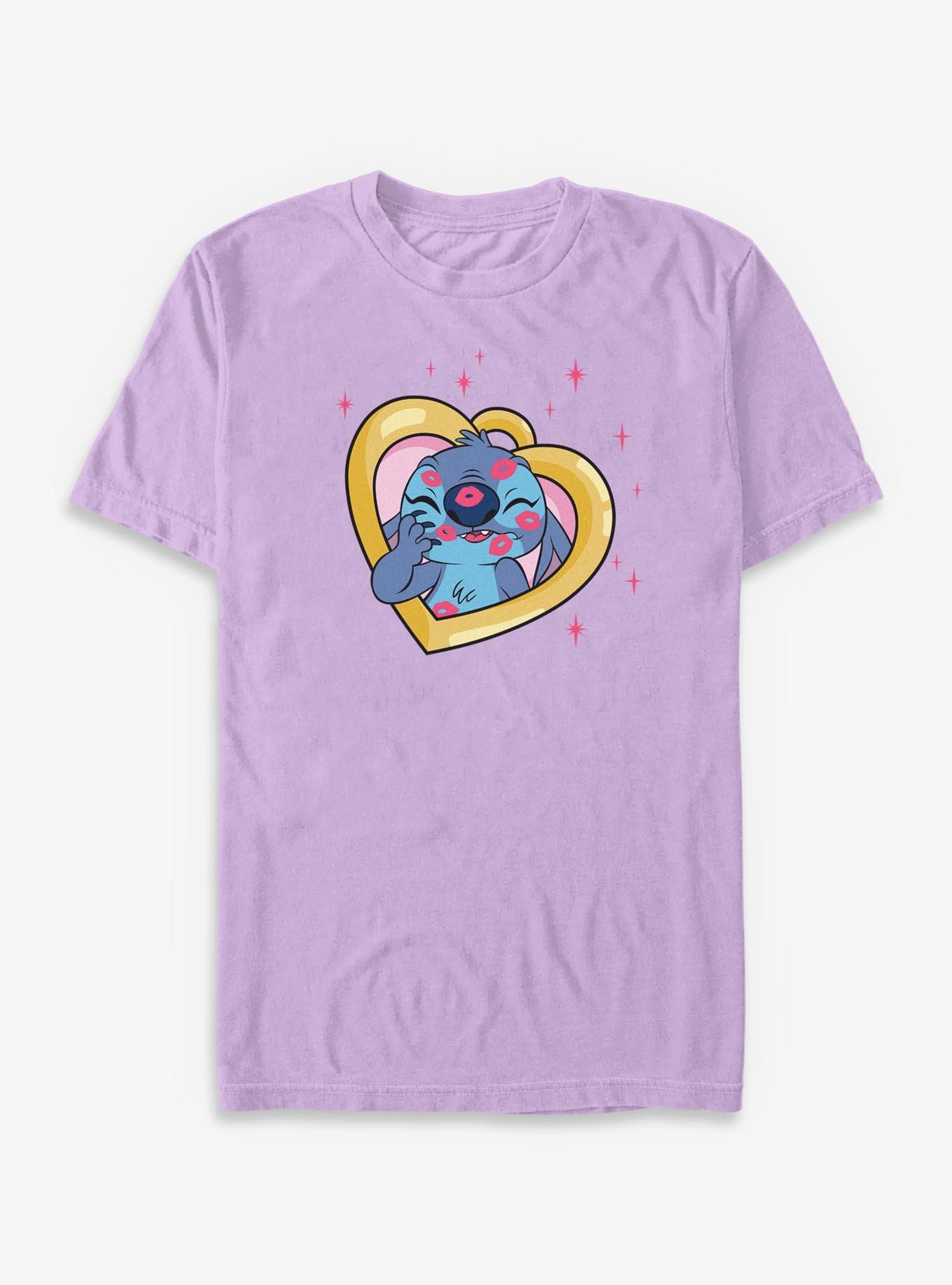 Disney Lilo & Stitch Kisses Heart Locket  Garment Dye T-Shirt, ORCHID, hi-res