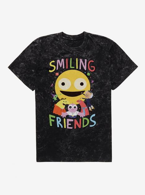 Smiling Friends Hugs All Around Mineral Wash T-Shirt - BLACK | Hot Topic