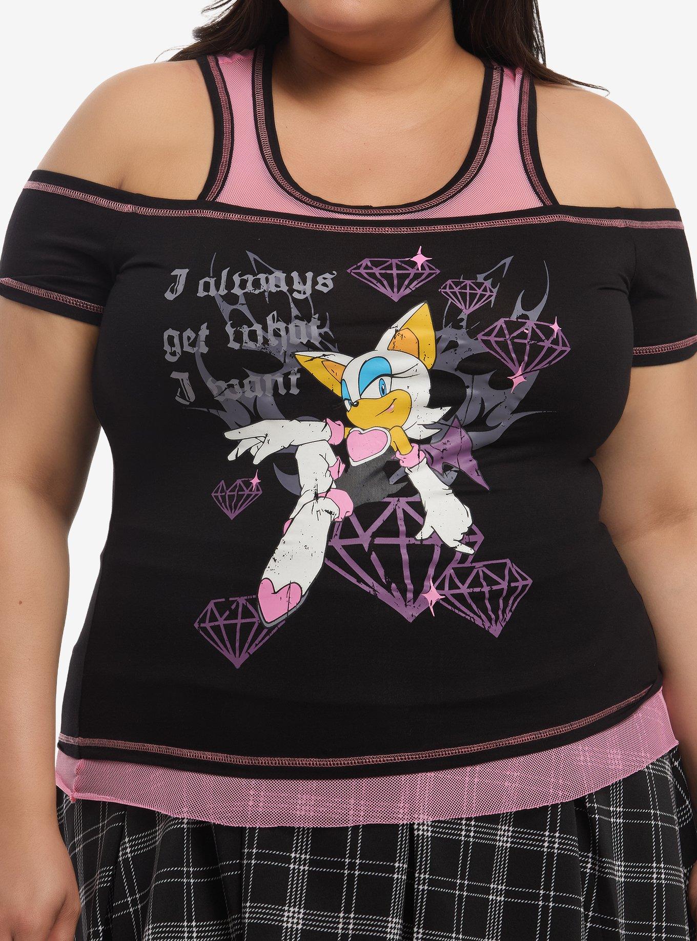 Sonic The Hedgehog Rouge Mesh Cold-Shoulder Top Plus Size, , hi-res