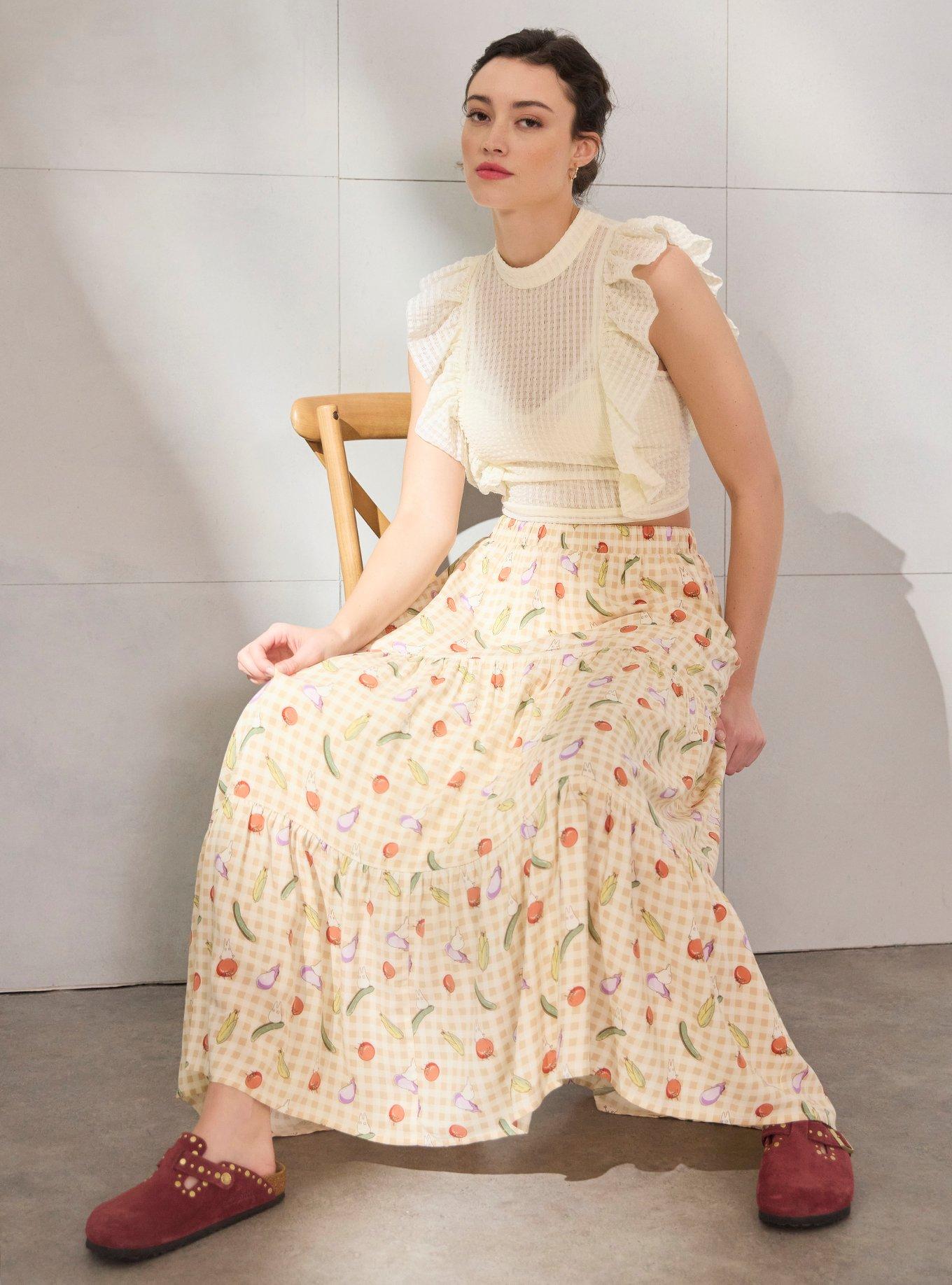 Studio Ghibli&reg; My Neighbor Totoro Veggies Gingham Maxi Skirt &mdash; BoxLunch Exclusive, , hi-res