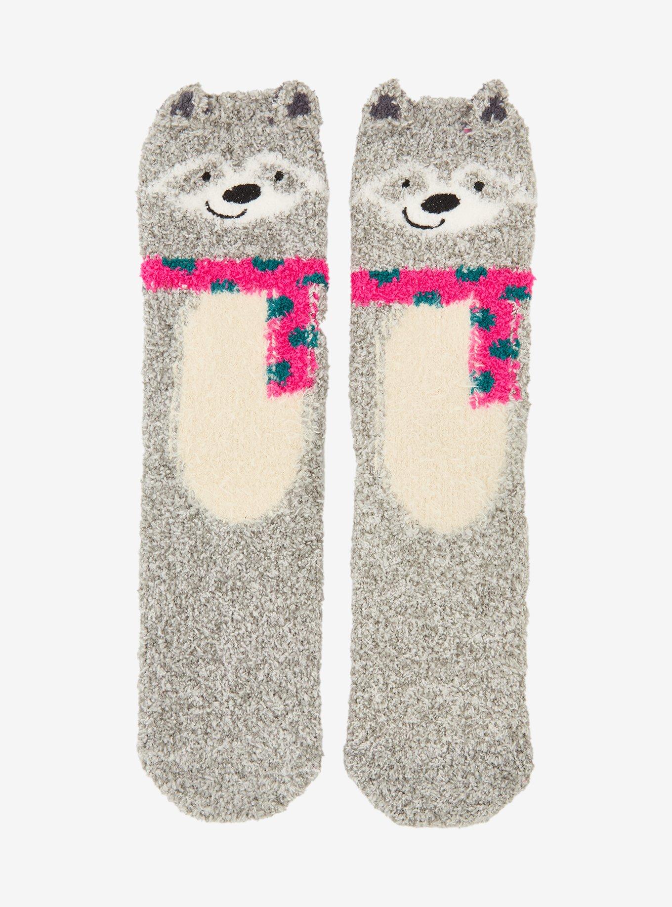 Raccoon Scarf Cozy Slipper Socks, , hi-res
