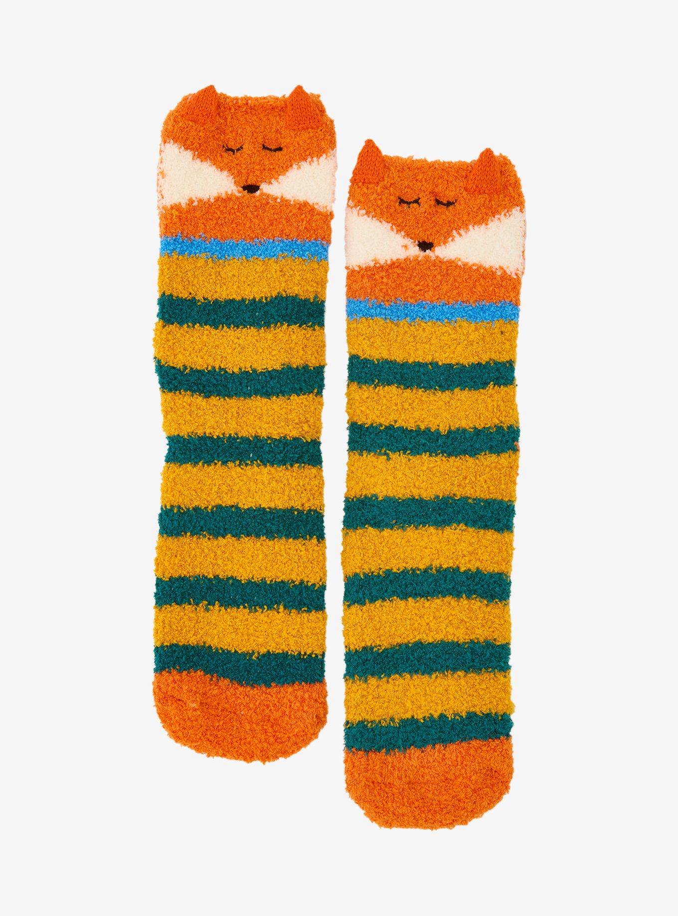 Fox Stripe Cozy Slipper Socks, , hi-res
