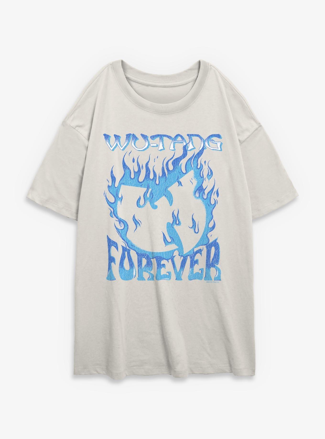 Wu-Tang Clan Blue Flame Logo Girls Oversized T-Shirt, , hi-res