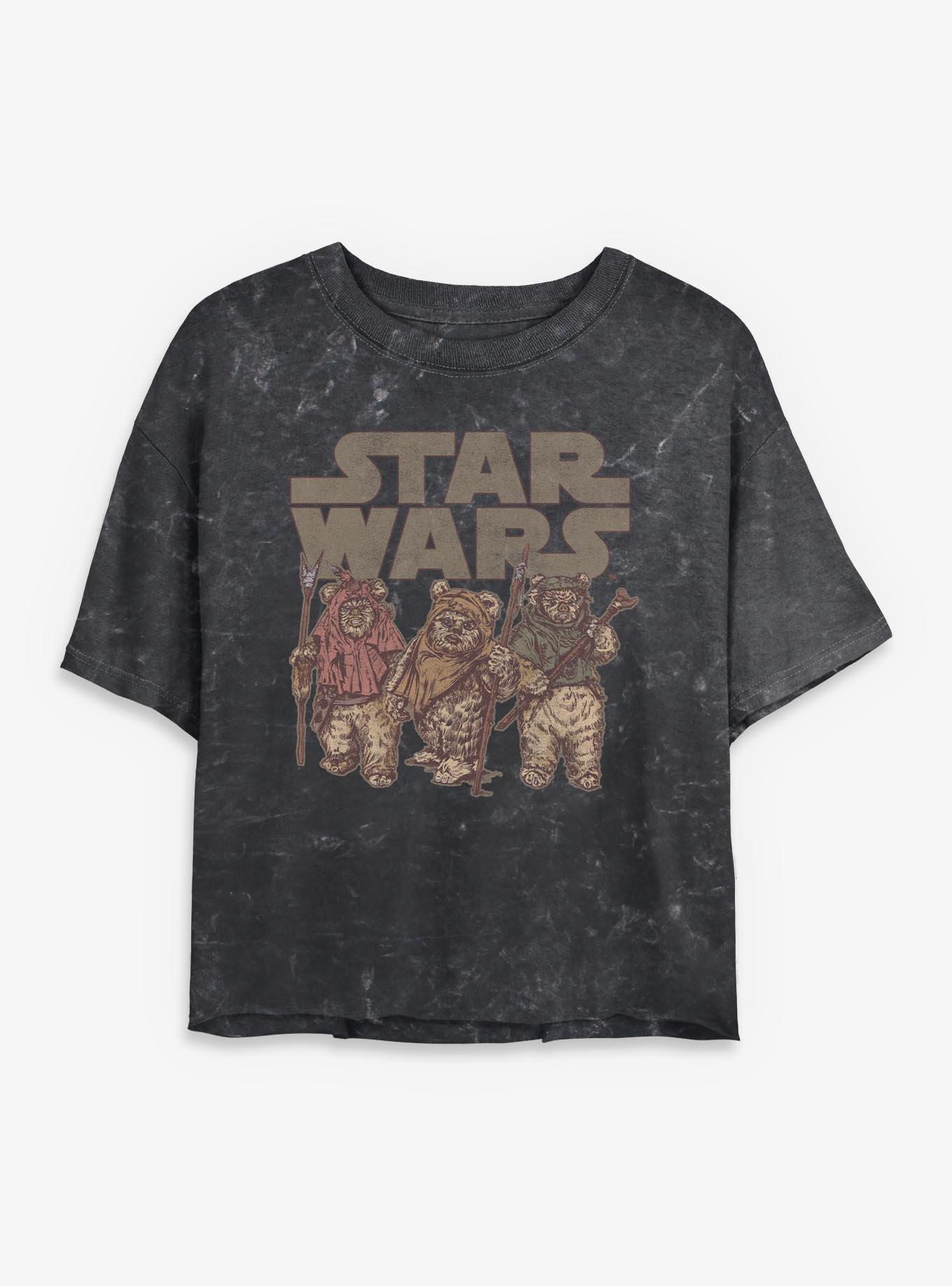 Star Wars Ewok Group Womens Mineral Wash Crop T-Shirt, , hi-res