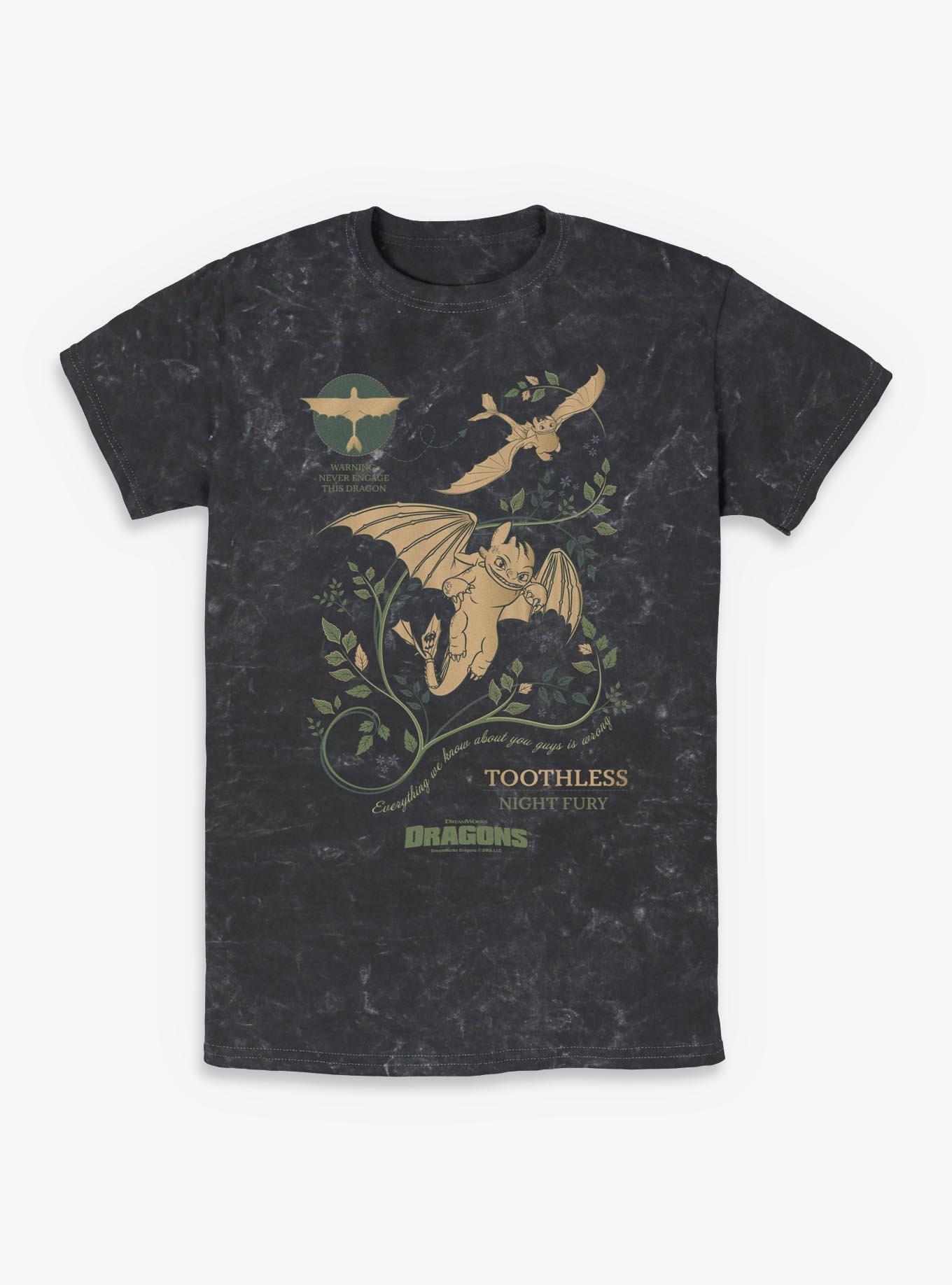 How To Train Your Dragon Toothless Warning Mineral Wash T-Shirt, , hi-res