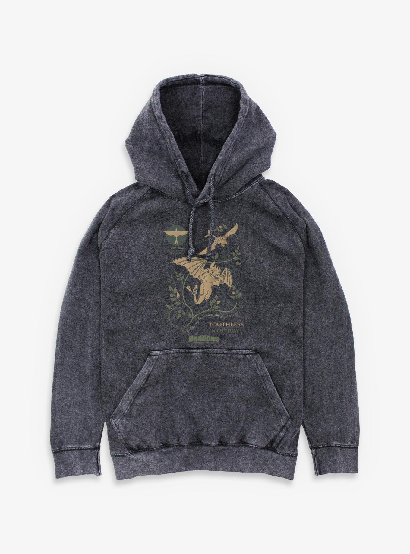 How To Train Your Dragon Toothless Warning Mineral Wash Hoodie, , hi-res