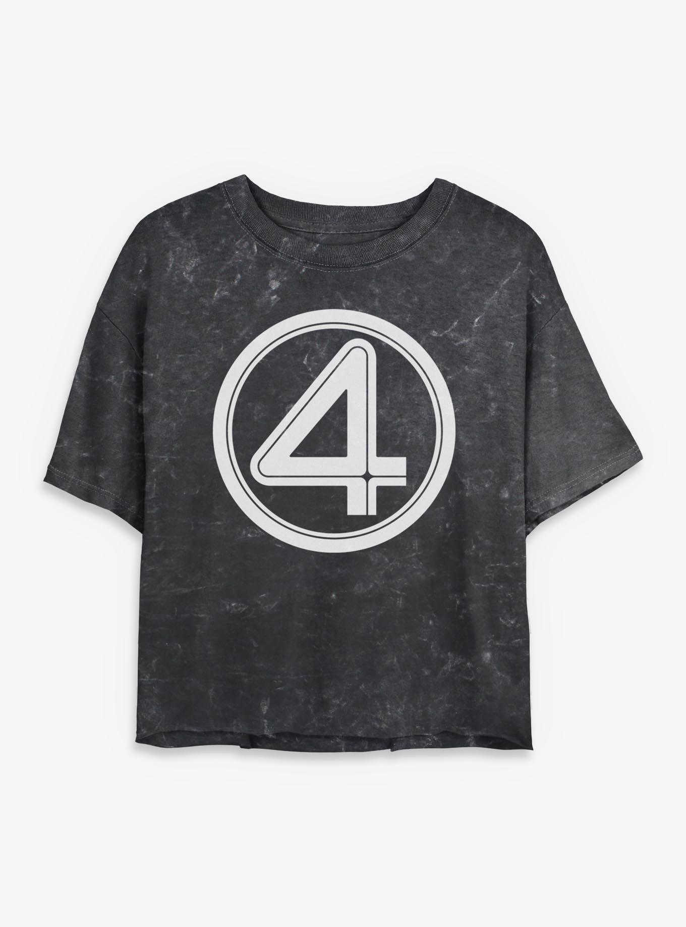 Marvel Fantastic Four Logo Womens Mineral Wash Crop T-Shirt, , hi-res