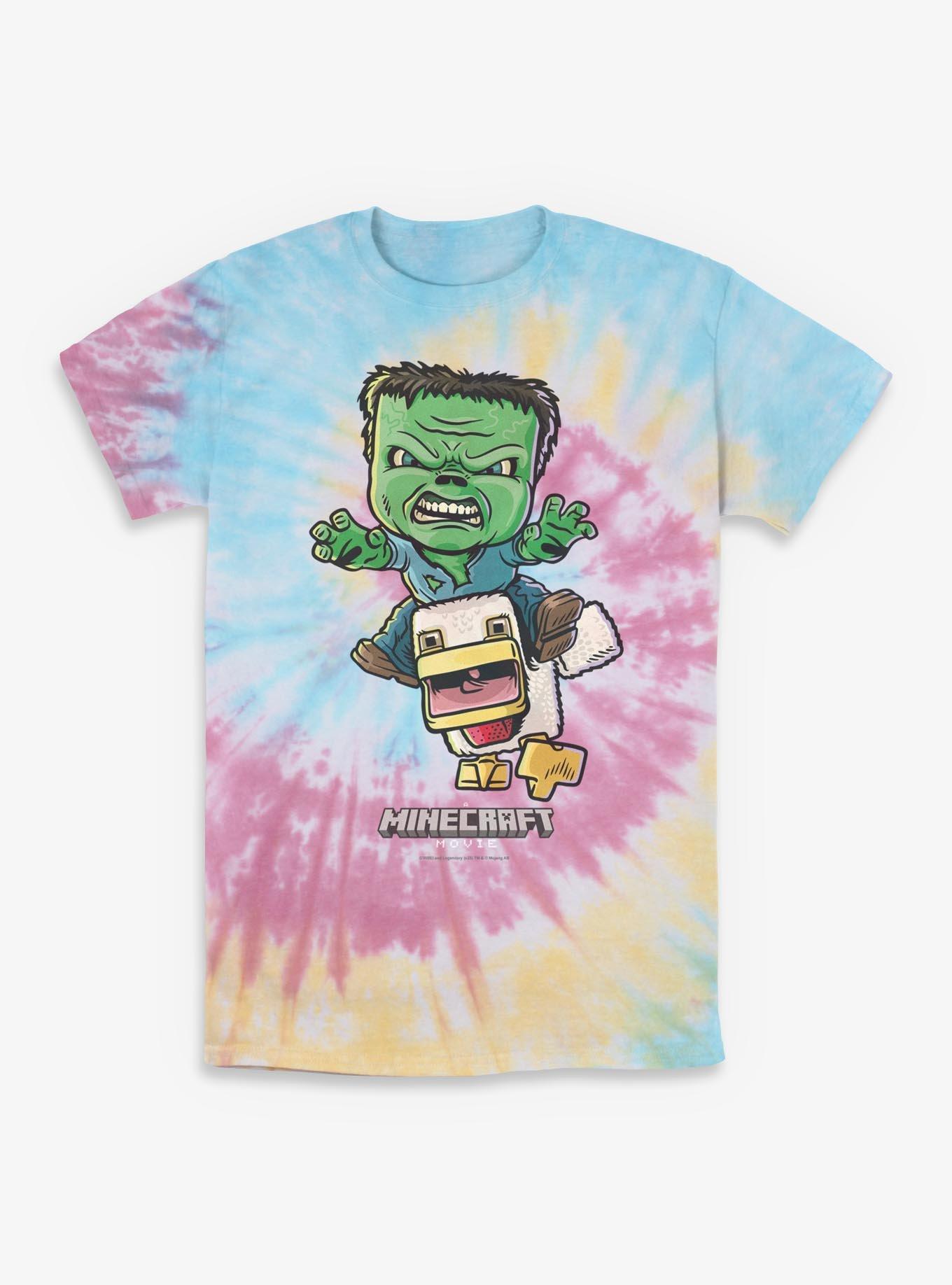 A Minecraft Movie Chicken Jockey Tie-Dye T-Shirt, , hi-res