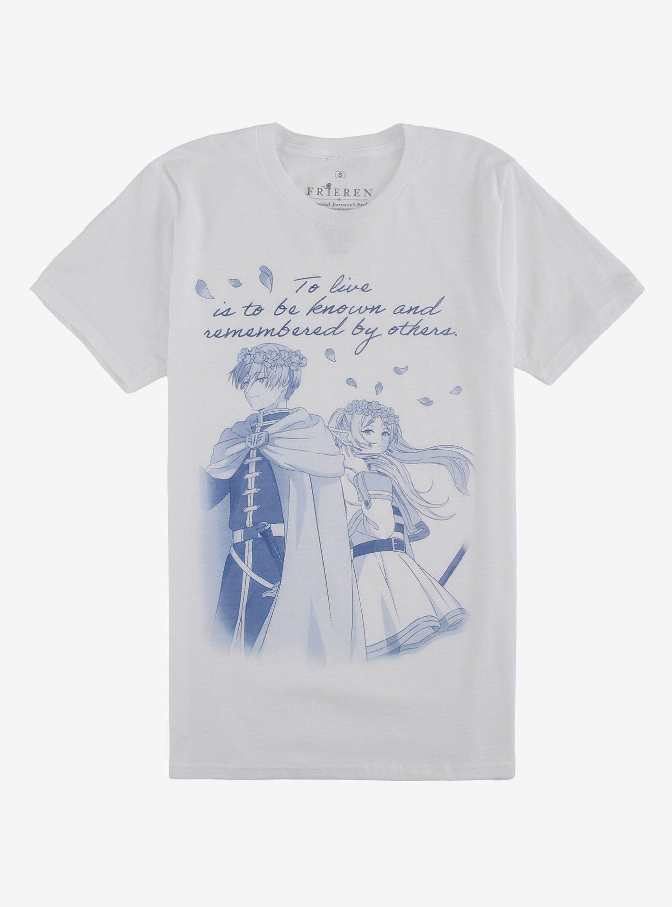 Frieren: Beyond Journey's End Himmel & Frieren Quote Blue T-Shirt, , hi-res