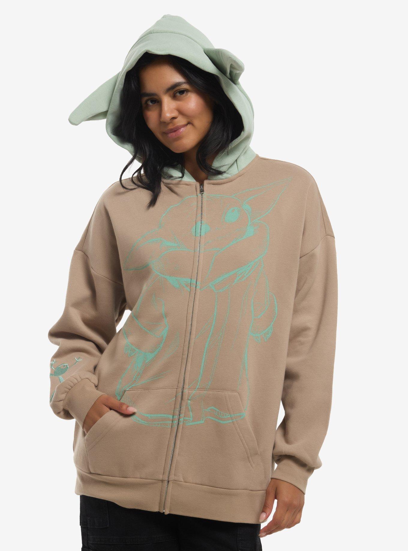 Her Universe Star Wars The Mandalorian And Grogu Line Art Grogu Girls Hoodie
