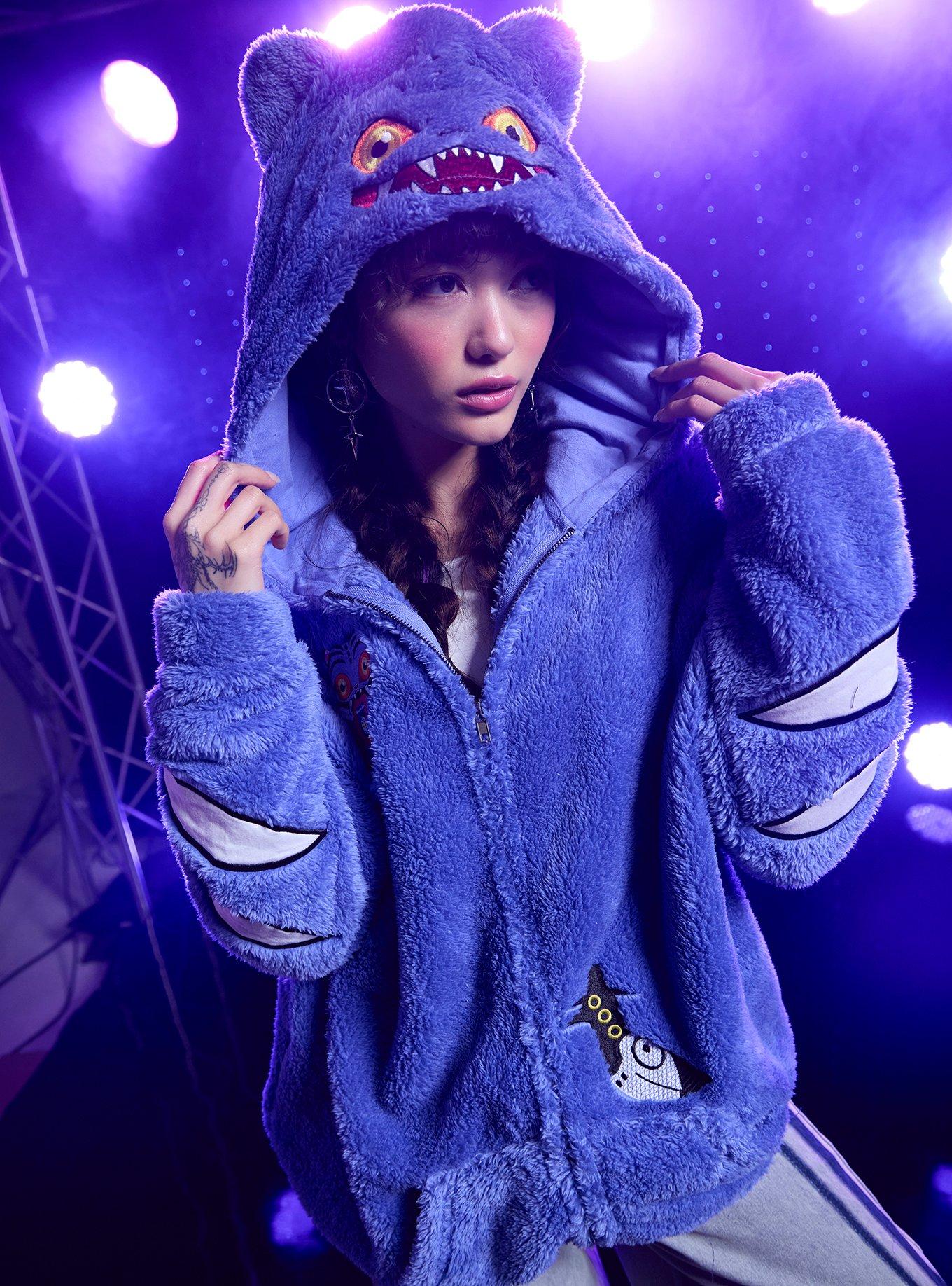 KPop Demon Hunters Derpy Tiger Character Patch Girls Fuzzy Hoodie, , hi-res