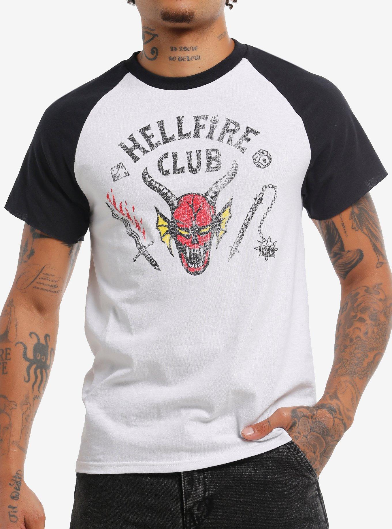 Stranger Things Faded Hellfire Club Raglan T-Shirt