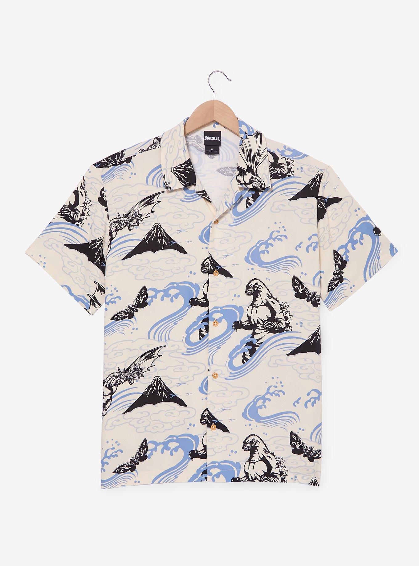 Godzilla Characters Allover Print Woven Button-Up - BoxLunch Exclusive, , hi-res